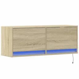 Berkfield Home TV Wall Cabinet with LED Lights Sonoma Oak 100x31x35 cm in Light Brown - Size: 100 x 31 x 35 cm - thumbnail 3