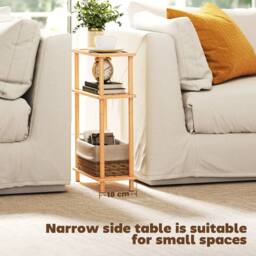 FORGEVIO Nordic Style Bamboo Side Table for Living Room, Bedroom in Brown - thumbnail 4