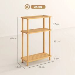 FORGEVIO Nordic Style Bamboo Side Table for Living Room, Bedroom in Brown - thumbnail 2