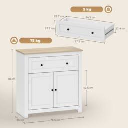 Wyld Haus White & Oak Sideboard with Drawer, Double Doors & Adjustable Shelf - thumbnail 3