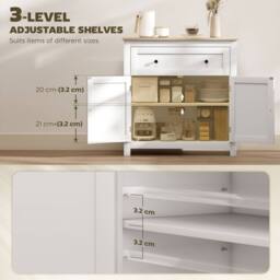Wyld Haus White & Oak Sideboard with Drawer, Double Doors & Adjustable Shelf - thumbnail 5