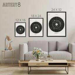 "Artery8 Solar System Zodiac Hiram Butler Vintage Black Framed Canvas Wall Art in White - Size: W12"" x H16""" - thumbnail 4
