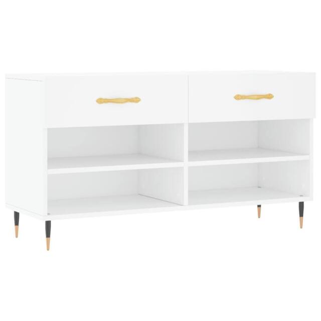 Berkfield Home Shoe Bench White 102x35x55 cm Engineered Wood - Size: 102 x 35 x 55 cm - image 1