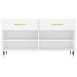 Berkfield Home Shoe Bench White 102x35x55 cm Engineered Wood - Size: 102 x 35 x 55 cm - thumbnail 6