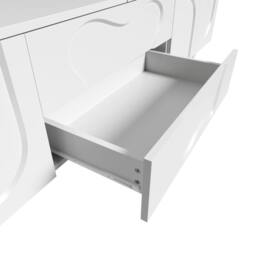 Matteo White Minimalist TV Cabinet with Wooden Legs & Storage - 180cm - thumbnail 9