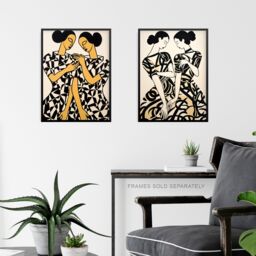 Artery8 Set of 3 Women Together Matisse Style Abstract Paintings Black & Beige Figures Unframed Wall Art Living Room Poster Prints Pack - thumbnail 6