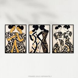 Artery8 Set of 3 Women Together Matisse Style Abstract Paintings Black & Beige Figures Unframed Wall Art Living Room Poster Prints Pack - thumbnail 5