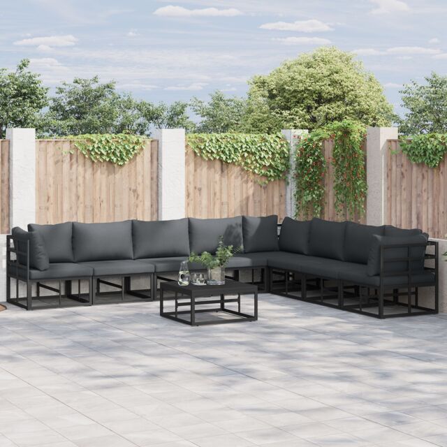 Berkfield Home Garden Sofa Set 9 pcs Black 70 x 70 x 32 cm Aluminium - image 1