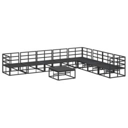 Berkfield Home Garden Sofa Set 9 pcs Black 70 x 70 x 32 cm Aluminium - thumbnail 6