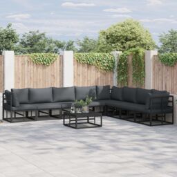 Berkfield Home Garden Sofa Set 9 pcs Black 70 x 70 x 32 cm Aluminium - thumbnail 1