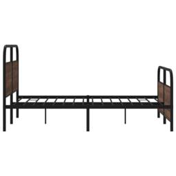 Berkfield Home Metal Bed Frame without Mattress Brown Oak 137x190 cm - thumbnail 6