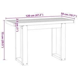 Berkfield Home Desk NOAIN U-Shaped Legs 120x50x75 cm Solid Wood Pine in Brown - Size: 120 x 50 x 75 cm - thumbnail 9