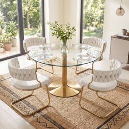 Costway 2PCS Velvet Dining Chairs Upholstered Accent Chairs Kitchen Chairs in White - thumbnail 6