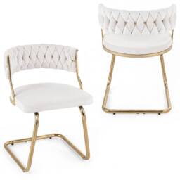 Costway 2PCS Velvet Dining Chairs Upholstered Accent Chairs Kitchen Chairs in White - thumbnail 1