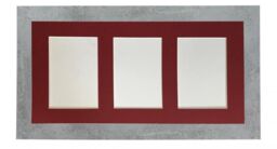 Frames & Mirrors 4U Metro Mineral Grey Frame with Red Mount for 3 Image Sizes 7 x 5 Inch in Mid Grey - thumbnail 1
