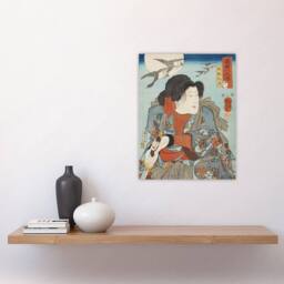 "Artery8 Kabuki Actor as Hero Inusaka Keno Kuniyoshi Wall Art Poster Print in Blue - Size: W24"" x H32""" - thumbnail 4