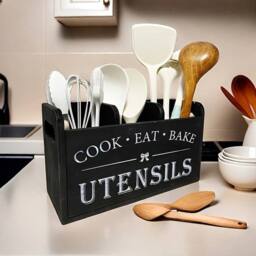 FLAVORA Black Kitchen Cutlery Holder Spoon Fork Storage Rack - Size: 500mm - thumbnail 2