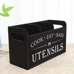 FLAVORA Black Kitchen Cutlery Holder Spoon Fork Storage Rack - Size: 500mm - thumbnail 1