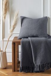 Drift Home 'Hayden' Textured Woven Throw in Charcoal - Size: 130 cm x 180 cm - thumbnail 1