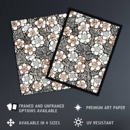 "Artery8 Flowerbed Floral Pattern Vintage Japan Framed Wall Art Print Bijutsukai in Black - Size: W12"" x H16""" - thumbnail 2