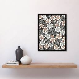 "Artery8 Flowerbed Floral Pattern Vintage Japan Framed Wall Art Print Bijutsukai in Black - Size: W12"" x H16""" - thumbnail 4