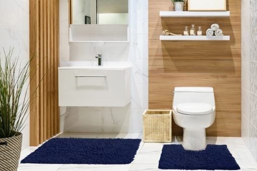 New Edge Blinds Tumble Twist Collection Pure Cotton 2pc Bath set in Blue - Size: 50 cm x 80 cm - image 1