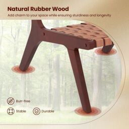 Costway Modern Lounge Chair Woven Leather Accent Chair Armless Reading Side Chair Brown - thumbnail 5