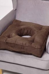 Homescapes Faux Suede Coccyx Cushion in Brown - Size: 50 cm x 50 cm