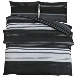Berkfield Home Duvet Cover Set Black & White 200x200 cm Cotton - thumbnail 2