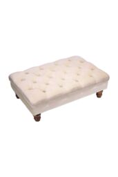 H&O Direct Beige Velvet Upholstered Bedroom Ottoman Footstool