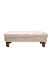 H&O Direct Beige Velvet Upholstered Bedroom Ottoman Footstool - thumbnail 2