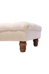 H&O Direct Beige Velvet Upholstered Bedroom Ottoman Footstool - thumbnail 4