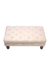 H&O Direct Beige Velvet Upholstered Bedroom Ottoman Footstool - thumbnail 3
