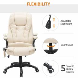 STILVORA Office Chair with Heating & Massage, Beige - thumbnail 5