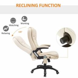 STILVORA Office Chair with Heating & Massage, Beige - thumbnail 7