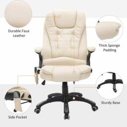 STILVORA Office Chair with Heating & Massage, Beige - thumbnail 8