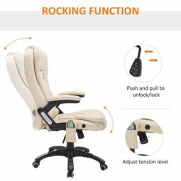 STILVORA Office Chair with Heating & Massage, Beige - thumbnail 6