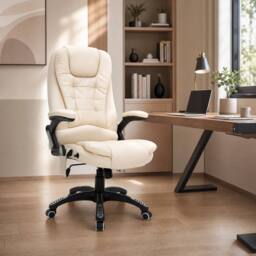 STILVORA Office Chair with Heating & Massage, Beige - thumbnail 1
