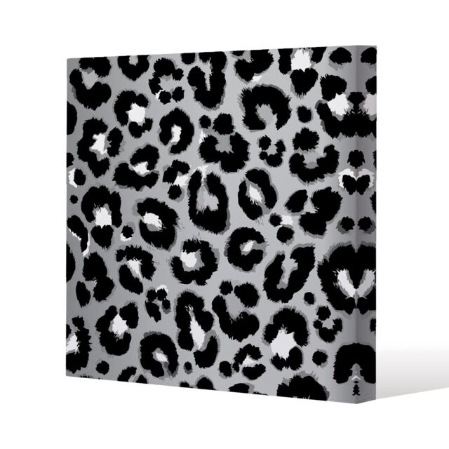 Benjamin Tate Design Silver Leopard Print Slim Style Canvas Print 90x90cm in Natural - Size: 90x90 cm - image 1