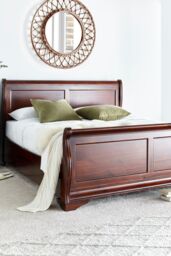 Toulouse Mahogany Finish Wooden Sleigh Bed - Bed Frame - thumbnail 1