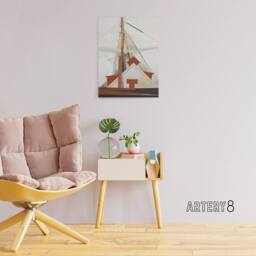 "Artery8 Sailboat Masts Cubist Painting Demuth Canvas Wall Art Print in White - Size: W18"" x H24""" - thumbnail 3