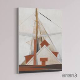 "Artery8 Sailboat Masts Cubist Painting Demuth Canvas Wall Art Print in White - Size: W18"" x H24""" - thumbnail 2