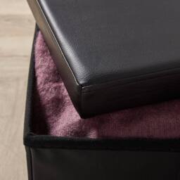 FORGEVIO Folding Ottoman Chest Home Furniture Solid Sturdy Storage Box Black - thumbnail 4