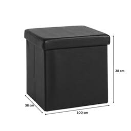 FORGEVIO Folding Ottoman Chest Home Furniture Solid Sturdy Storage Box Black - thumbnail 2