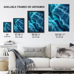 "Artery8 Wall Art Print Luminescent Blue Ice Glacier Abstract Canyon Poster - Size: W24"" x H32""" - thumbnail 3