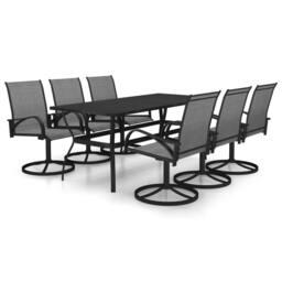 Berkfield Home 7 Piece Garden Dining Set Textilene & Steel in Grey - thumbnail 2