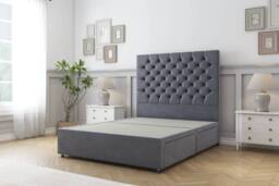 "Comfort Beds Winslow Plush Divan Base No Drawers - 26"" Headboard in Dark Grey - Size: King" - thumbnail 3