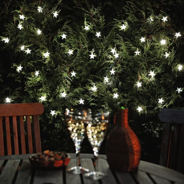 mysmartbuy 50 Star Solar Powered String Lights - Outdoor Garden White LED Fairy Light Decor for Patio, Wall, Fence, Pathway, Tree - 200cm - image 1