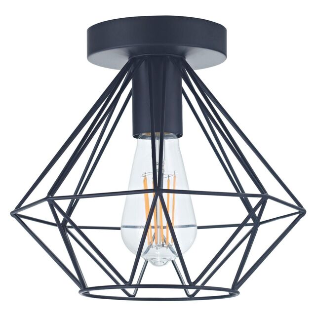 Happy Homewares Industrial Basket Cage Designed Metal Ceiling Pendant Light Shade in Black - image 1