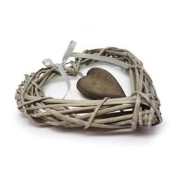 Voltico Heart Wicker Hanging Decoration with Wooden Heart Charm, 2 Colours in Light Brown - thumbnail 3